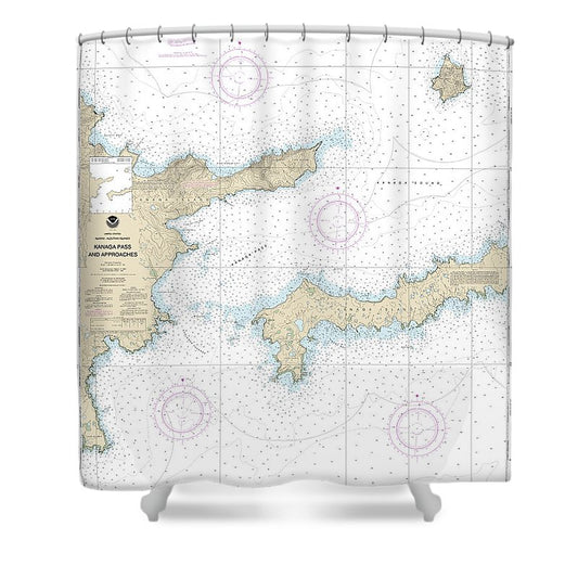 Nautical Chart 16463 Kanaga Pass Approaches Shower Curtain