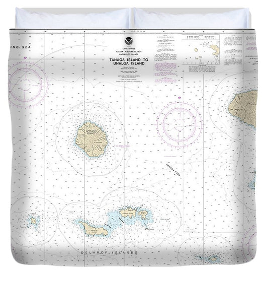 Nautical Chart 16465 Tanaga Island Unalga Island Duvet Cover