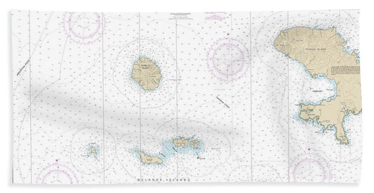 Nautical Chart-16465 Tanaga Island-unalga Island - Beach Towel