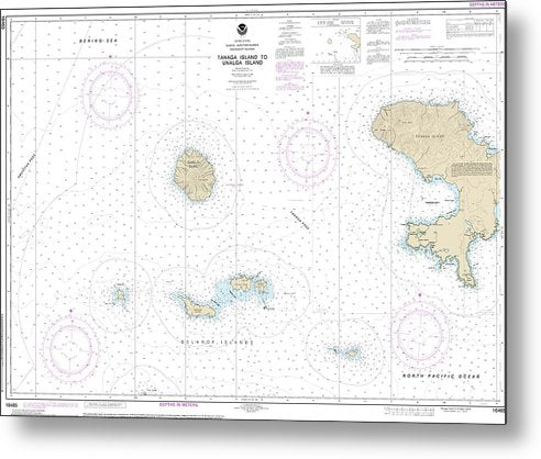 A beuatiful Metal Print of the Nautical Chart-16465 Tanaga Island-Unalga Island - Metal Print by SeaKoast.  100% Guarenteed!