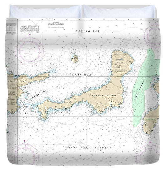 Nautical Chart 16467 Adak Island Tanaga Island Duvet Cover
