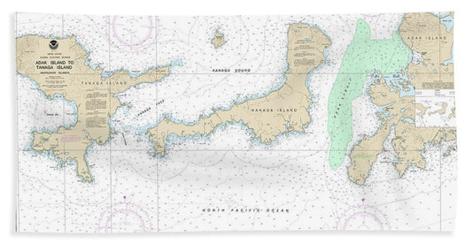 Nautical Chart-16467 Adak Island-tanaga Island - Bath Towel