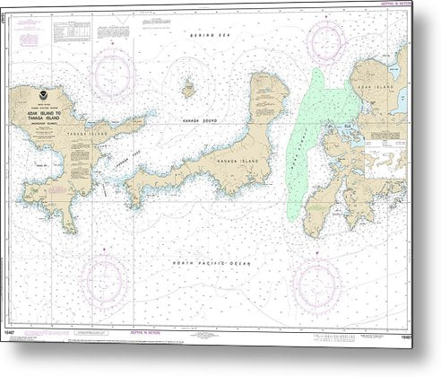 A beuatiful Metal Print of the Nautical Chart-16467 Adak Island-Tanaga Island - Metal Print by SeaKoast.  100% Guarenteed!