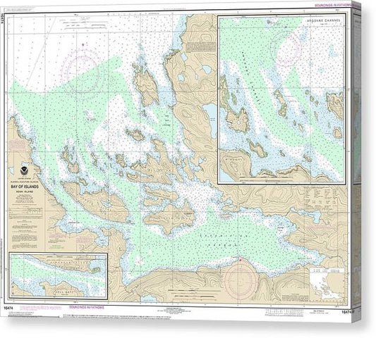 Nautical Chart-16474 Bay-Islands, Aranne Channel, Hell Gate Canvas Print