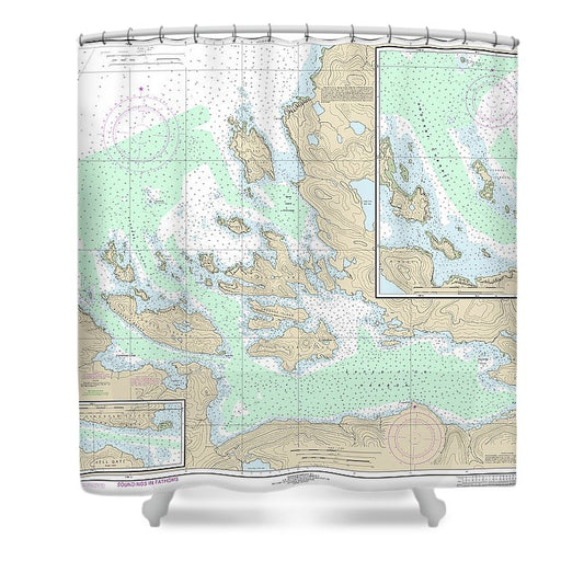 Nautical Chart 16474 Bay Islands, Aranne Channel, Hell Gate Shower Curtain