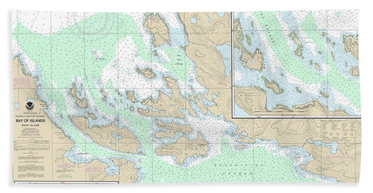 Nautical Chart-16474 Bay-islands, Aranne Channel, Hell Gate - Bath Towel