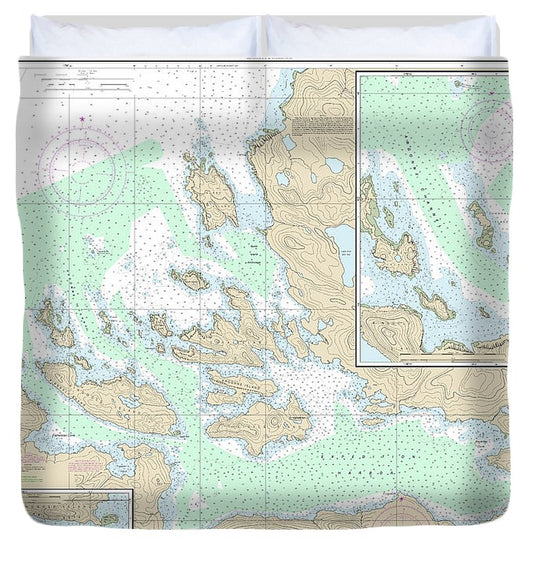 Nautical Chart 16474 Bay Islands, Aranne Channel, Hell Gate Duvet Cover