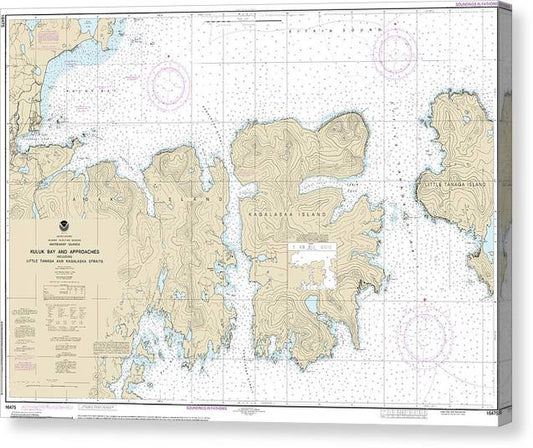 Nautical Chart-16475 Kuluk Bay-Approaches, Including Little Tanaga-Kagalaska Strs Canvas Print