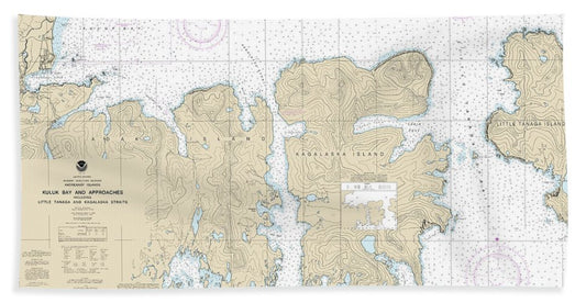 Nautical Chart-16475 Kuluk Bay-approaches, Including Little Tanaga-kagalaska Strs - Bath Towel