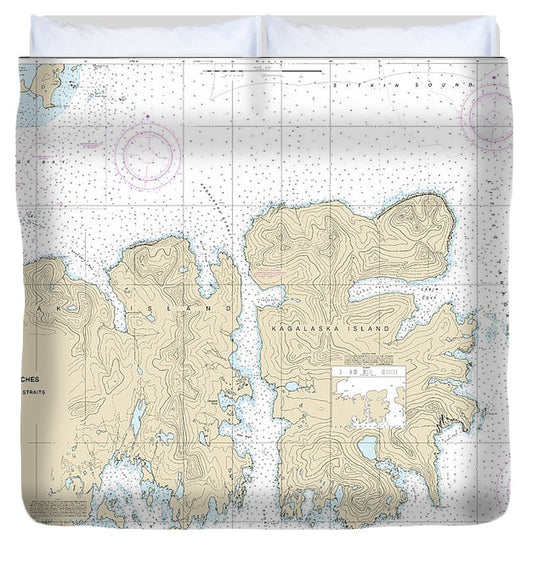 Nautical Chart 16475 Kuluk Bay Approaches, Including Little Tanaga Kagalaska Strs Duvet Cover
