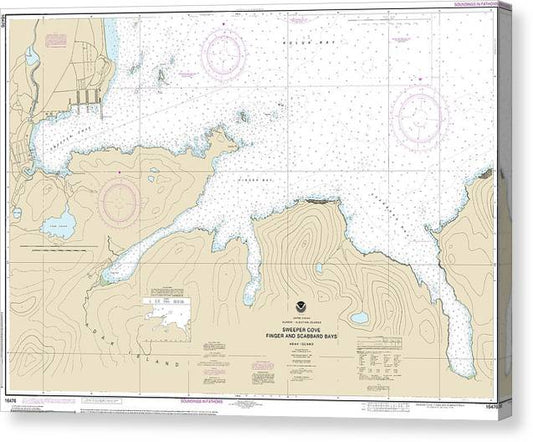 Nautical Chart-16476 Sweeper Cove, Finger-Scabbard Bays Canvas Print