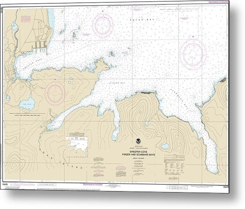 A beuatiful Metal Print of the Nautical Chart-16476 Sweeper Cove, Finger-Scabbard Bays - Metal Print by SeaKoast.  100% Guarenteed!