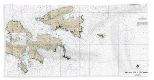 Nautical Chart-16477 Tagalak Island-little Tanaga L - Bath Towel