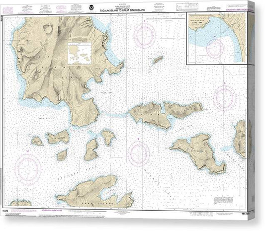 Nautical Chart-16478 Tagalak Island-Great Sitkin Island, Sand Bay-Northeast Cove Canvas Print