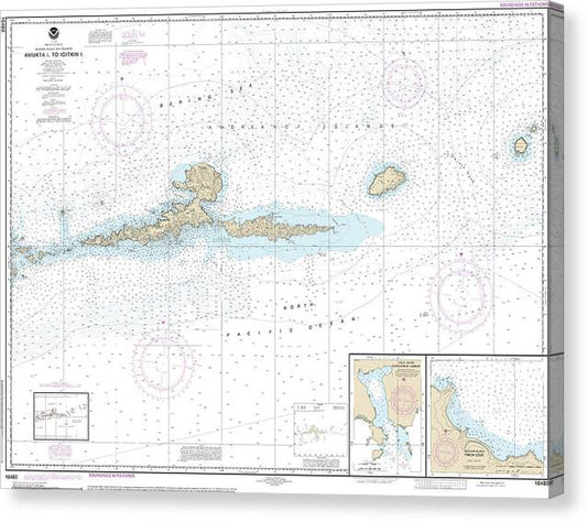 Nautical Chart-16480 Amkta Island-Igitkin Island, Finch Cove Seguam Island, Sviechnikof Harbor, Amilia Island Canvas Print