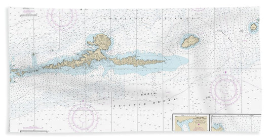 Nautical Chart-16480 Amkta Island-igitkin Island, Finch Cove Seguam Island, Sviechnikof Harbor, Amilia Island - Bath Towel