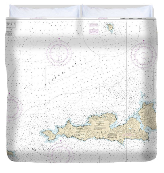 Nautical Chart 16486 Atka Island, Western Part Duvet Cover