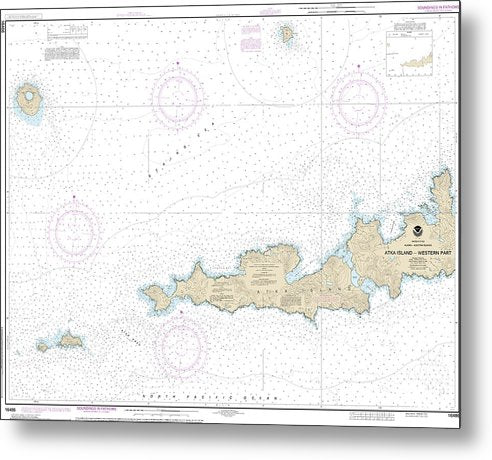 A beuatiful Metal Print of the Nautical Chart-16486 Atka Island, Western Part - Metal Print by SeaKoast.  100% Guarenteed!