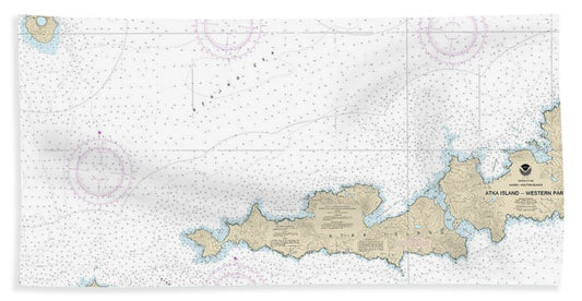 Nautical Chart-16486 Atka Island, Western Part - Beach Towel