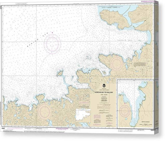 Nautical Chart-16487 Korovin Bay-Wall Bay-Atka Island, Martin Harbor Canvas Print