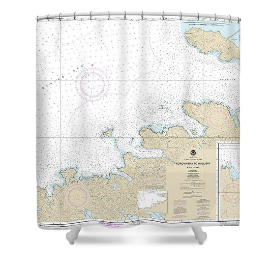 Nautical Chart 16487 Korovin Bay Wall Bay Atka Island, Martin Harbor Shower Curtain