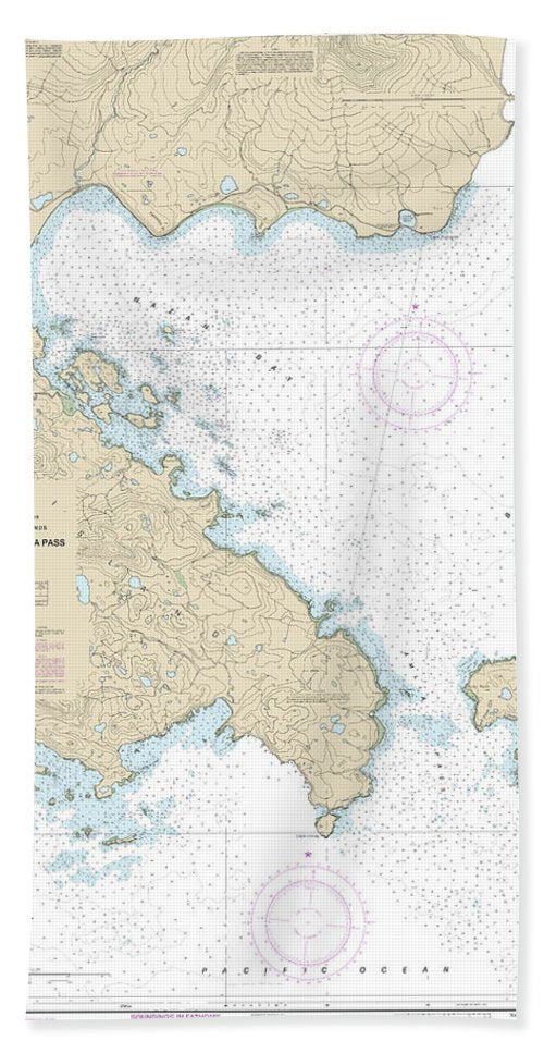 Nautical Chart-16490 Nazan Bay-amilia Pass - Bath Towel