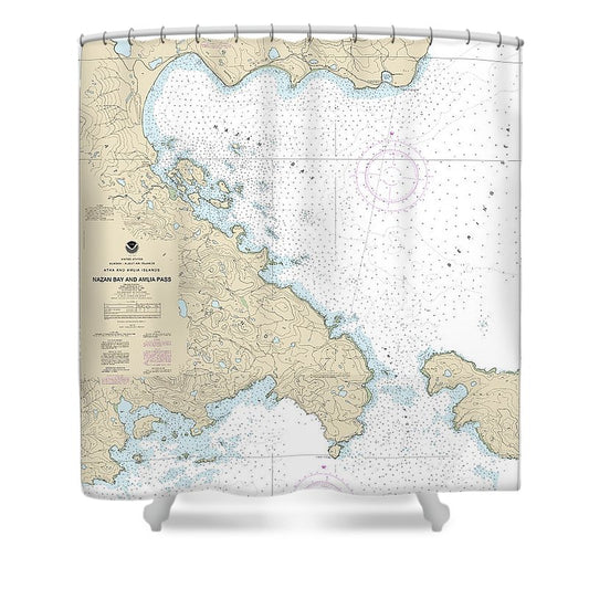 Nautical Chart 16490 Nazan Bay Amilia Pass Shower Curtain