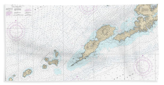 Nautical Chart-16500 Unalaska L-amukta L - Bath Towel