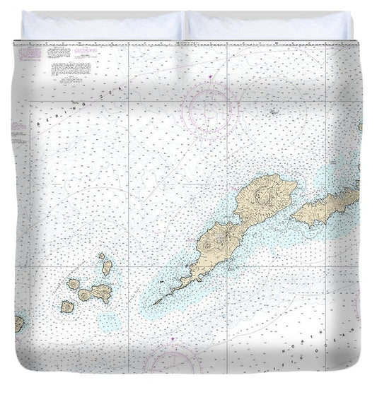 Nautical Chart 16500 Unalaska L Amukta L Duvet Cover