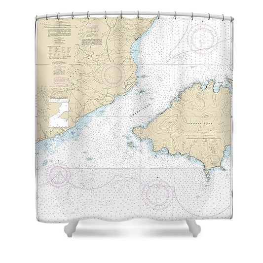 Nautical Chart 16513 Unalaska Island Umnak Pass Approaches Shower Curtain