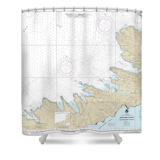 Nautical Chart 16515 Chernofski Harbor Skan Bay Shower Curtain