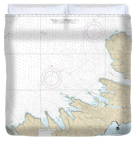 Nautical Chart 16515 Chernofski Harbor Skan Bay Duvet Cover
