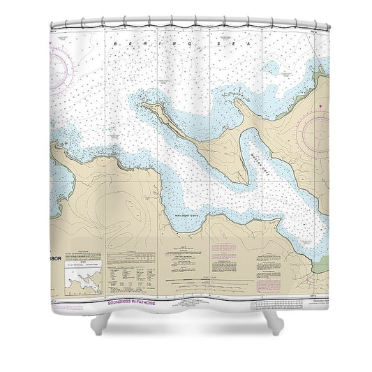 Nautical Chart 16516 Chernofski Harbor Shower Curtain