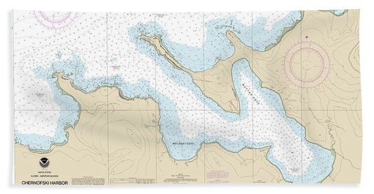 Nautical Chart-16516 Chernofski Harbor - Bath Towel
