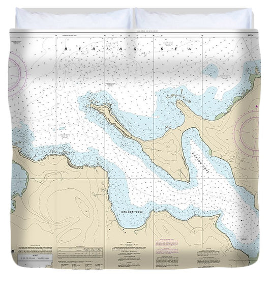 Nautical Chart 16516 Chernofski Harbor Duvet Cover