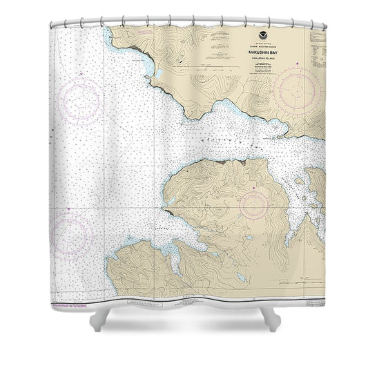 Nautical Chart 16517 Makushin Bay Shower Curtain