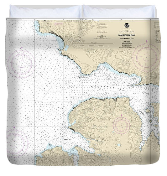 Nautical Chart 16517 Makushin Bay Duvet Cover