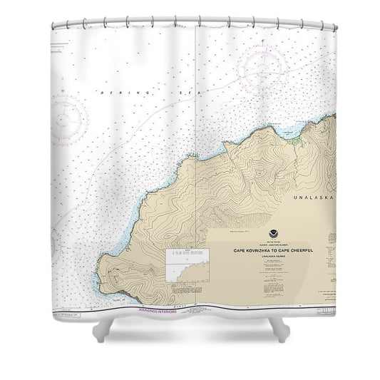 Nautical Chart 16518 Cape Kavrizhka Cape Cheerful Shower Curtain