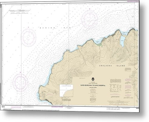 A beuatiful Metal Print of the Nautical Chart-16518 Cape Kavrizhka-Cape Cheerful - Metal Print by SeaKoast.  100% Guarenteed!