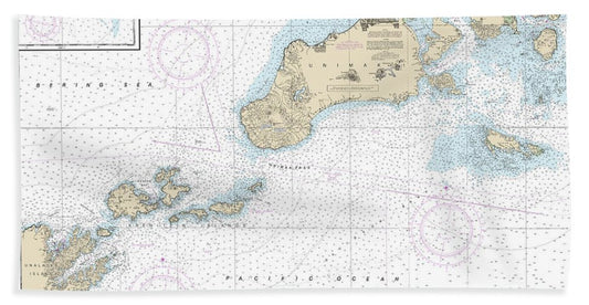 Nautical Chart-16520 Unimak-akutan Passes-approaches, Amak Island - Beach Towel