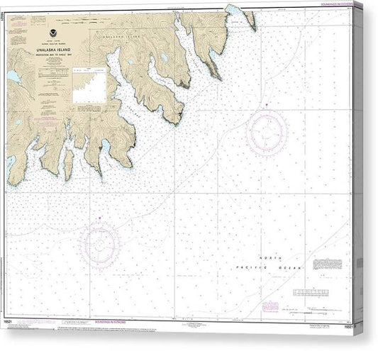 Nautical Chart-16521 Unalaska Island Protection Bay-Eagle Bay Canvas Print