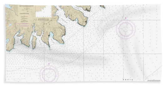 Nautical Chart-16521 Unalaska Island Protection Bay-eagle Bay - Beach Towel