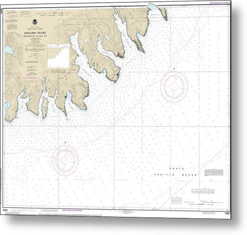 A beuatiful Metal Print of the Nautical Chart-16521 Unalaska Island Protection Bay-Eagle Bay - Metal Print by SeaKoast.  100% Guarenteed!