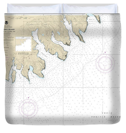 Nautical Chart 16521 Unalaska Island Protection Bay Eagle Bay Duvet Cover