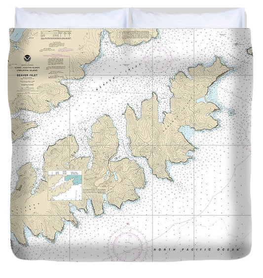Nautical Chart 16522 Beaver Inlet Duvet Cover