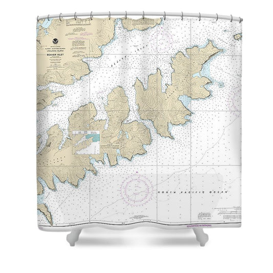 Nautical Chart 16522 Beaver Inlet Shower Curtain