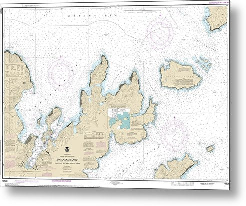 A beuatiful Metal Print of the Nautical Chart-16528 Unalaska Bay-Akutan Pass - Metal Print by SeaKoast.  100% Guarenteed!