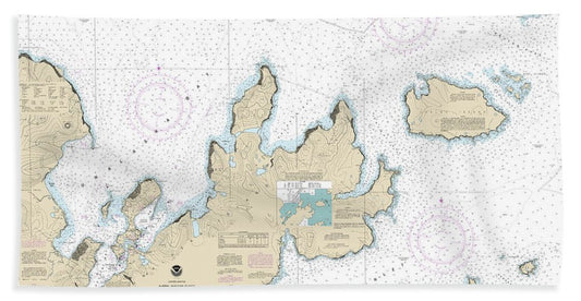 Nautical Chart-16528 Unalaska Bay-akutan Pass - Beach Towel