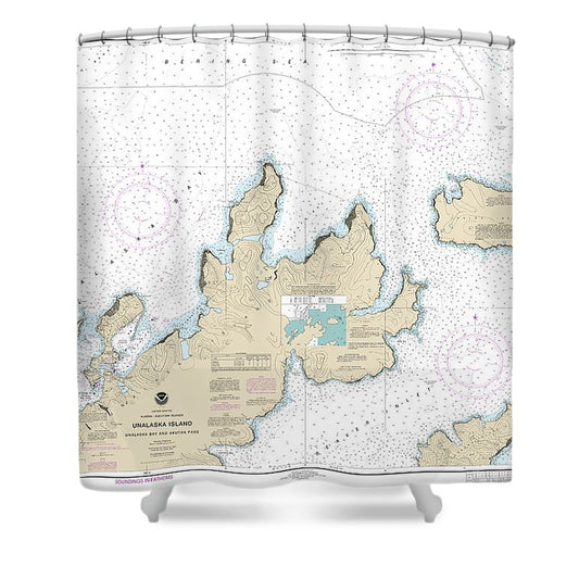 Nautical Chart 16528 Unalaska Bay Akutan Pass Shower Curtain