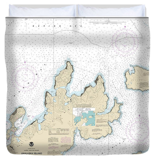 Nautical Chart 16528 Unalaska Bay Akutan Pass Duvet Cover